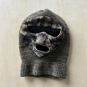 Camo Balaclava Hat Mens One Size Green Knit Thermal Hunting Outdoor Ski Mask